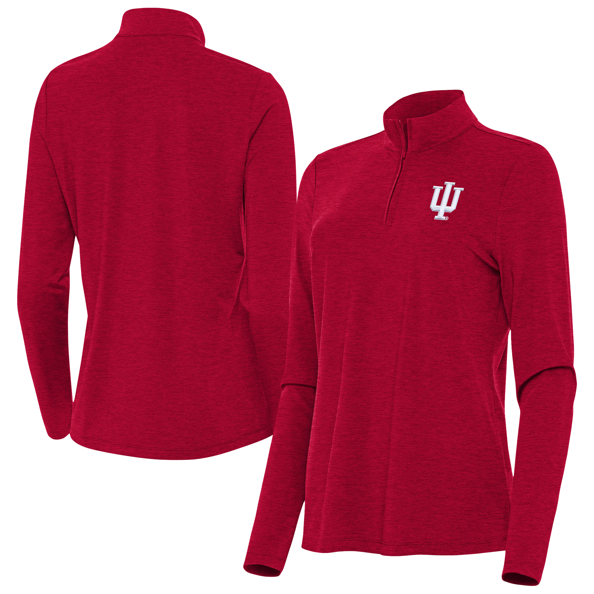 Women's Antigua Heather Crimson Indiana Hoosiers Bright Quarter-Zip Top
